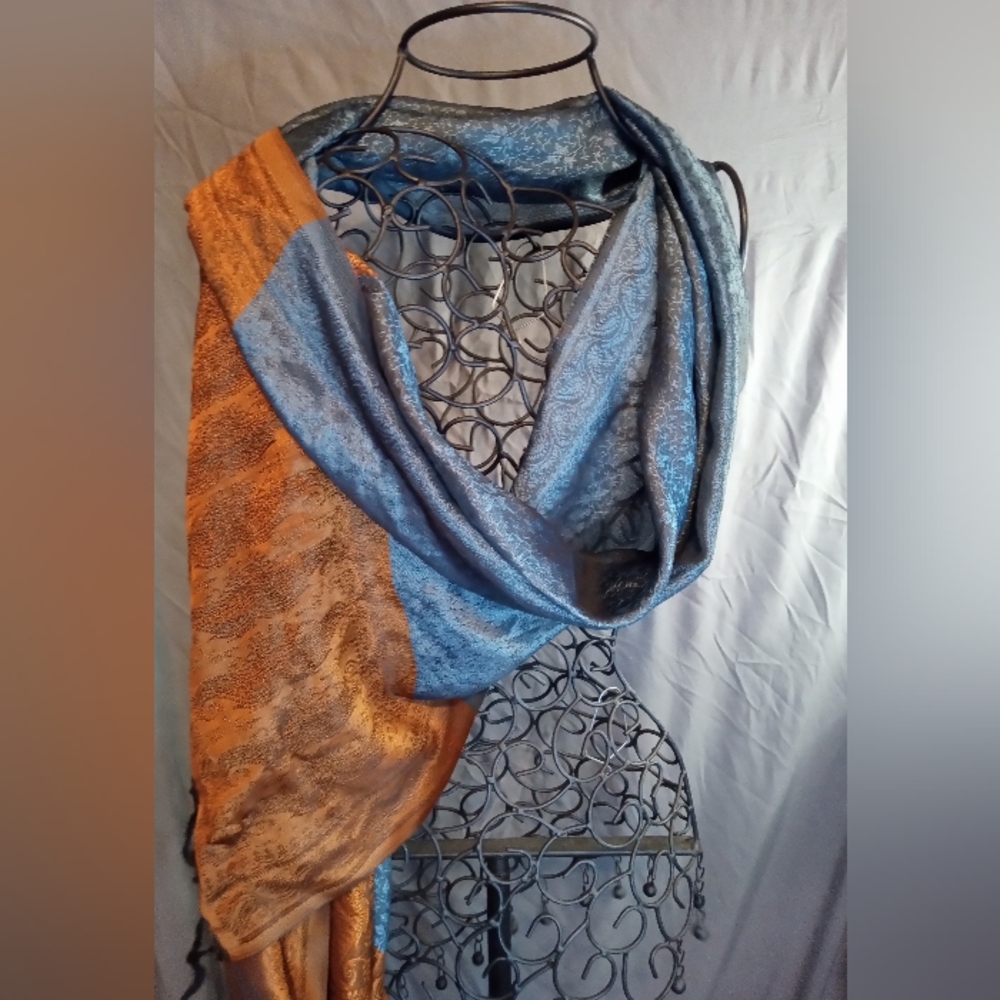 Blue and Orange Paisley Scarf/Wrap